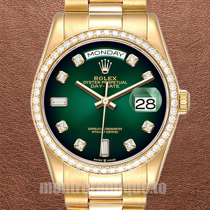 Rolex Day-Date Pour des hommes 36mm m128348rbr-0035 Automatique Ton d'or