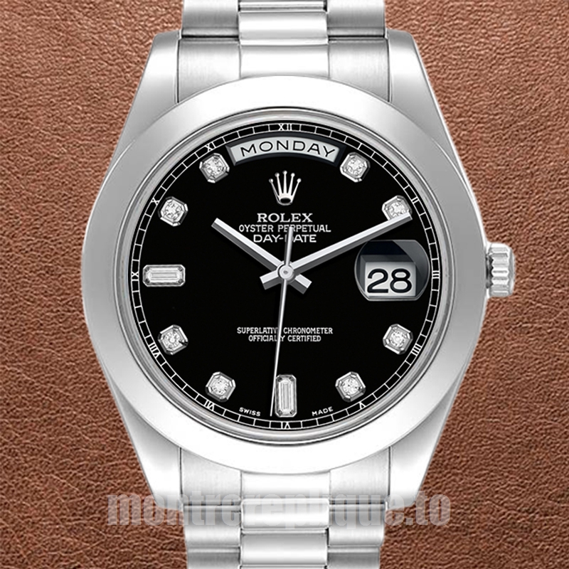 Rolex Day-Date Pour des hommes 41mm 218206 Cadran noir Argenté