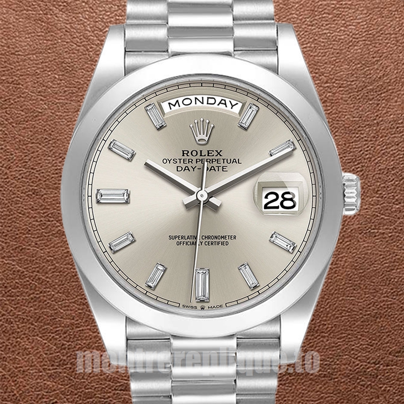Rolex Day-Date m228206-0012 40mm Pour des hommes Cadran argenté Président Bracelet