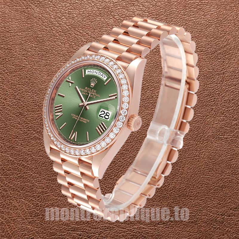 Rolex Day-Date Pour des hommes 41mm m228345rbr-0011 Cadran vert Doré rose - Image 3