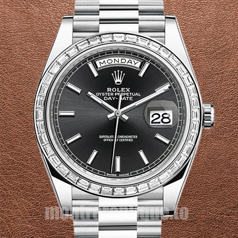 Rolex Day-Date Pour des hommes 41mm m228396tbr-0024 Regardez Cadran noir